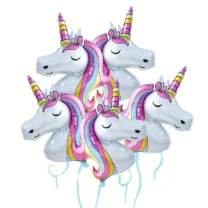 1/5/7pcs Unicorn Themed Aluminum Foil Balloon Set for Birthday Party Backdrop Decoration Photo Props Cartoon Festive Supplies
