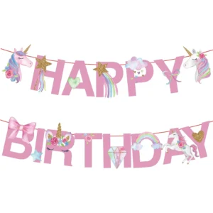 Unicorn Banner Happy Birthday Decoration Wall Hanging Buntings For Festival Party Birthday Party Supplies