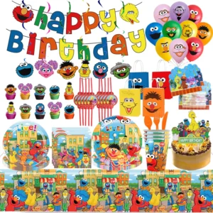 Sesame Street Party Favors Kids Happy Birthday Party Decoration Sesame Street Cake Topper Balloons Toys Baby Shower Supplies