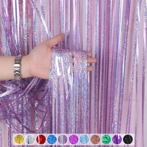 1/5Pcs 1x2.5M Laser Foil Tassel Background Curtains Glitter Tinsel Photo Booth Background Streamers Party Decoration Supplie