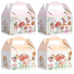 12pcs Enchanted Fairy Tale Party Favor Bags -Whimsical Forest Elf Gift Boxes with Magical Princess, Mushroom & Butterfly Designs