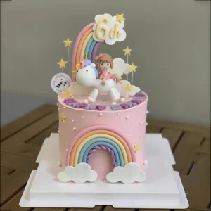 1-9pcs unicorn rainbow cake topper unicorn with rainbow clouds stars Happy birthday cake decoration for girls one year old party