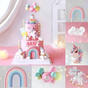 Star Rainbow Unicorn Cake Topper Decoration Girl Birthday Cake Kid Baby Shower Birthday Unicorn Party Wedding Cake Decoratings