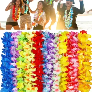 1-120Pcs Hawaiian Leis Luau Flower Wreath Necklace Artificial Flower Garland Summer Tropical Wedding Birthday Party Decorations