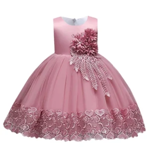 Summer Girls Dress Lace Applique Flower Girl Party Dresses Children Costume 2-10 Years Kids Wedding Princess Birthday Dress