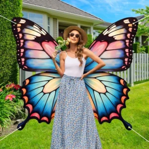 Colorful Fairy Butterfly Wings Background Cloth for Spring/Summer Garden Party Fairy Tale Photo Props  Birthday Wedding Decor