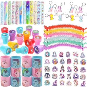 Unicorn for Party Favors, Set Slap Bracelets for Kid,Silicone Bracelet,Stamp,Gift Bags for Block, Gift for Kids Party Supplies