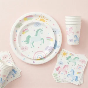 Unicorn Party Supplies Rainbow Unicorn Paper Plates Napkins Cups Unicorn Theme Birthday Girls Baby Shwoer Tableware Decorations