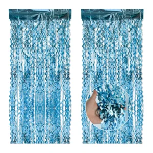 1/2pcs light blue Water Ripple Glitter Tinsel Foil Fringe Curtains Mermaid Birthday Wedding baby shower Backdrop party decor