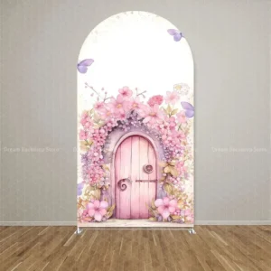 VIKAMA Custom Double-sided Fairy Mushroom Butterfly Arch Backdrop Wonderland Theme Girl Birthday Party Baby Shower Decor