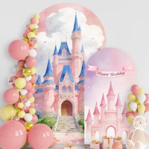Yeele Fantasy Castle Arch Cover Background for Girls Princess Birthday Baby Shower Spring Butterfly Arched Photography Backdrop