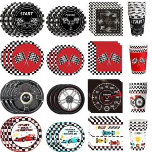 Racing Car Theme Party Disposable Paper Plates Napkins Cups for Kids Boys Men Race Sport Car Birthday Party Decoration Supplies