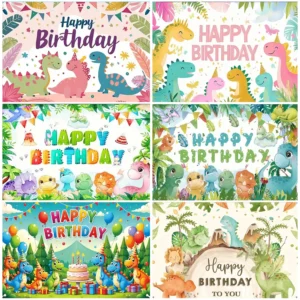 Cartoon Cute Dinosaur Child Birthday Party Photo Background Jurassic World Dino Poster Backgrounds For Baby Shower Boy Girl Gift