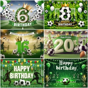 1-20th Boy Birthday Background Football Theme Banner Soccer Ball Party Decoration Backdrop Photography Photo Props Kids Gifts