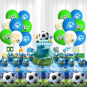 Blue Football Birthday Party Decoration Supply Setup Decoration Soccer Birthday Boy Party Supplies Cup Plate Napkin Supplies Kit
