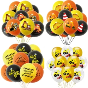 10/30Pcs Construction Tractor Theme Excavator Balloons Racing Cars Balloon Construction Cars Balloons Set Boys Birthday Globlos