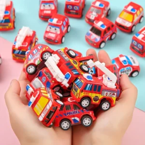 10Pcs Mini Pull Back Fire Truck Police Car Toys for Kids Fire Fighting Theme Birthday Party Favors Baby Shower Gifts Goodie Bags