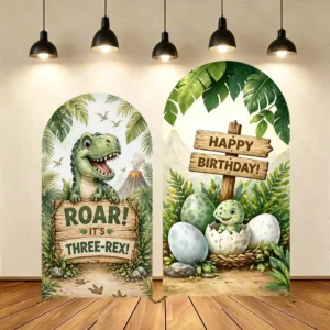 Yeele Dinosaur Themed Arch Cover Backdrop Cake Dessert Table Background Jungle Wild Roar Three Rex Birthday Custom Age Chiara