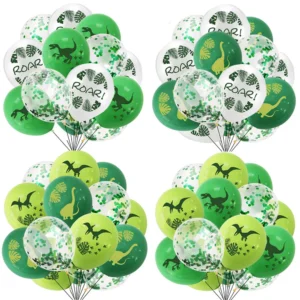 12inch Dinosaur Colorful Printed Latex Balloon Green White Latex Balloons Dinosaur Theme Birthday Party Baby Shower Supplies