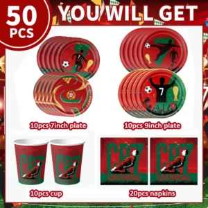 Soccer Birthday Party Supplies Football Theme Birthday Party Decoration Cotillon Birthday CR7 Soccer Plate Cups Balloons Supply
