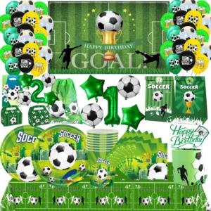Soccer Football Birthday Party Decoration Disposable Tableware Tablecloth Balloon Banner Cake Topper Gift Kid Game Party Supplie