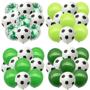 1set Soccer Balloons 12 Inch Football Balloon Green Confetti Party Latex Ballons Baby Shower Boy Soccer Birthday Party Supplies