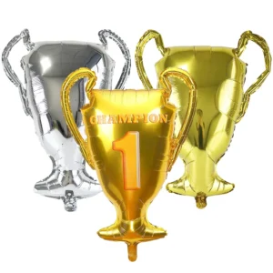3pcs Gold Champion Foil Balloon Championship Foil Trophy Balloon Sport Balloons Soccer Football Anniversary Birthday Games Party