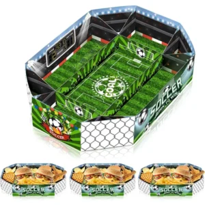 3pcs Football Party Gifts Game Day and Football Birthday Party Snack Trays Football Service Trays for Tailgate Table Decoration