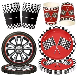 Racing Car Party Supplies Boys Birthday Party Decorations Disposable Party Tableware Dinner Plates Dessert Plates Cups Napkins